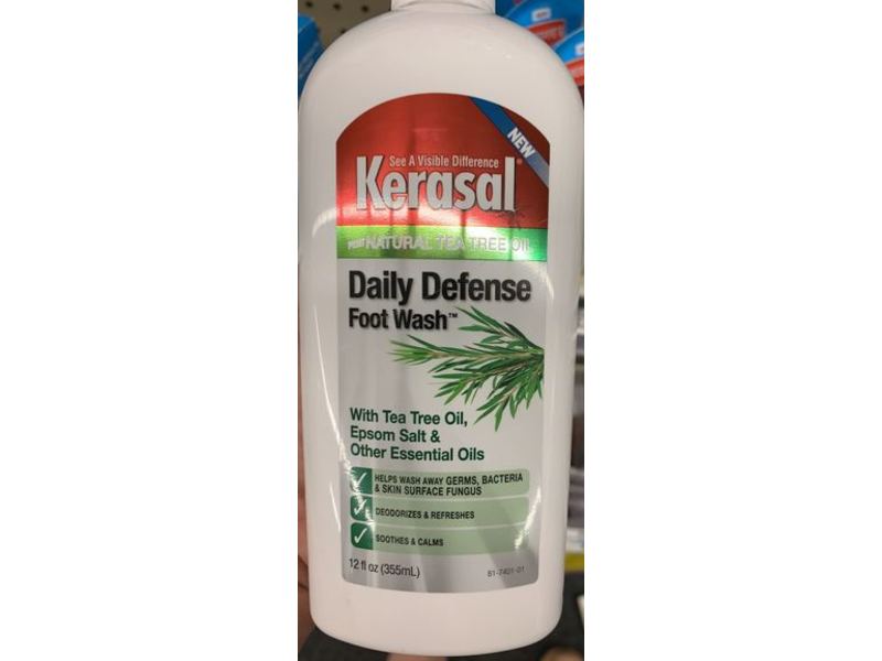 Kerasal Daily Defense Foot Wash, Tea Tree Oil, Epsom Salt & Other Essential Oils, 12 fl oz/355 mL