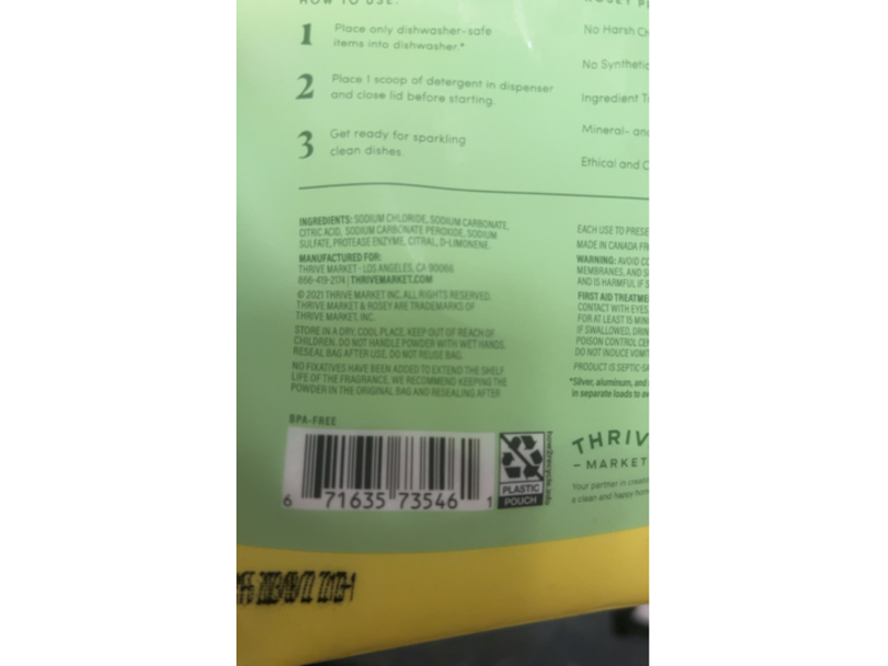 Rosey Dishwasher Powder, Fresh Lemon, 42 oz/1.19 Kg