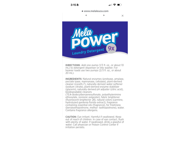 Melaleuca Mela Power Laundry Detergent, Garden Lavender, 96 Loads, 32 fl oz/946 mL