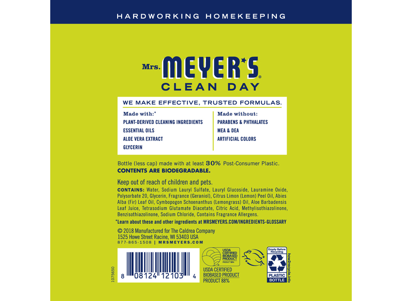 Mrs. Meyer's Clean Day Dish Soap, Lemon Verbena, 16 fl oz/473 mL