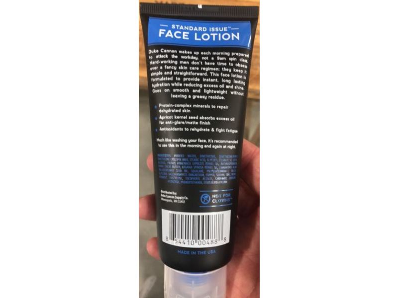 Duke Cannon Standard Issue Face Lotion, 3.75 fl oz / 111 mL