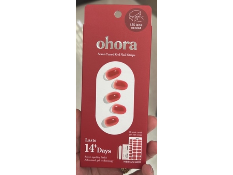 Ohora Semi-Cured Gel Nail Strips, Hibiscus Glow, 30 Count