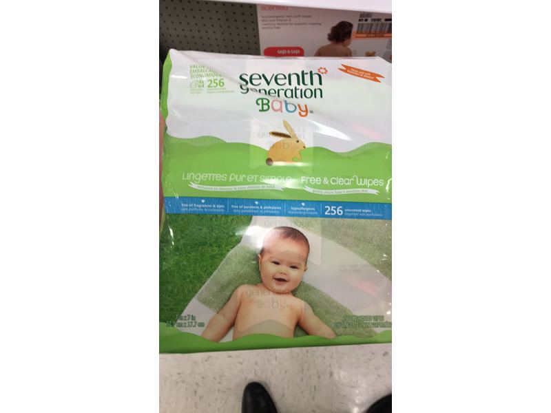 Seventh Generation Free & Clear Baby Wipes Refill Pack, Unscented, 256 Wipes
