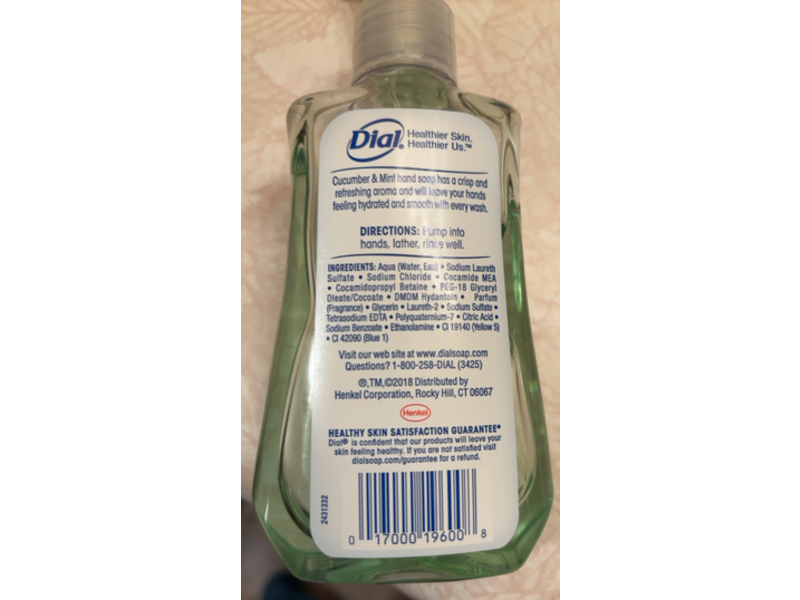 Dial Hydrating Hand Soap, Cucumber & Mint, 5.5 fl oz/162 mL