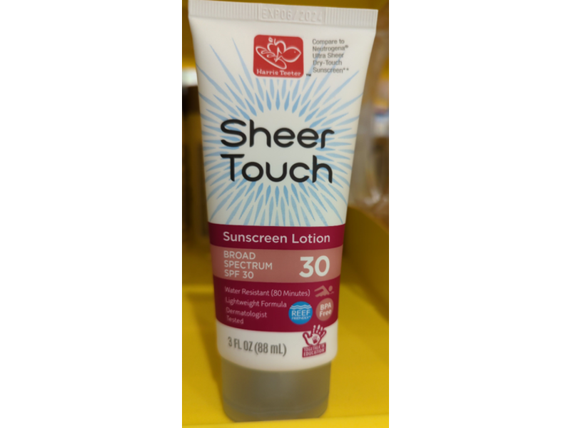 Harris Teeter Sheer Touch Sunscreen Lotion, SPF 30, 3 fl oz/88 mL