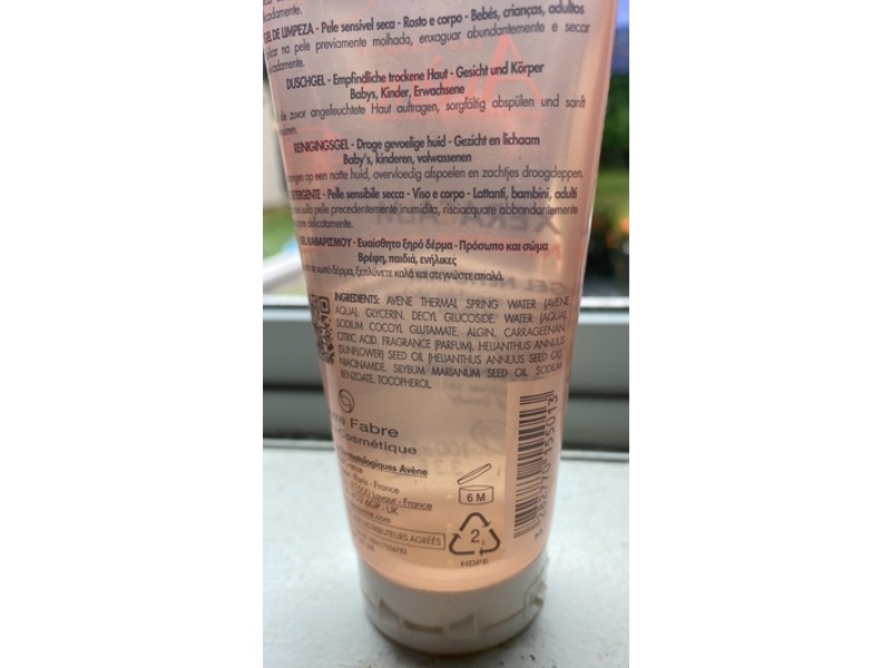 Eau Thermale Avene Xeracalm Nutrition Cleansing Gel, 3.3 fl oz/100 mL
