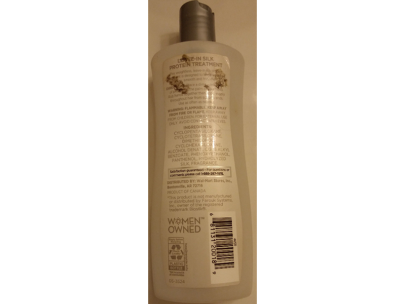 Equate Beauty Leave-In Silk Protein Treatment, Paraben Free, 7 fl oz/207 mL