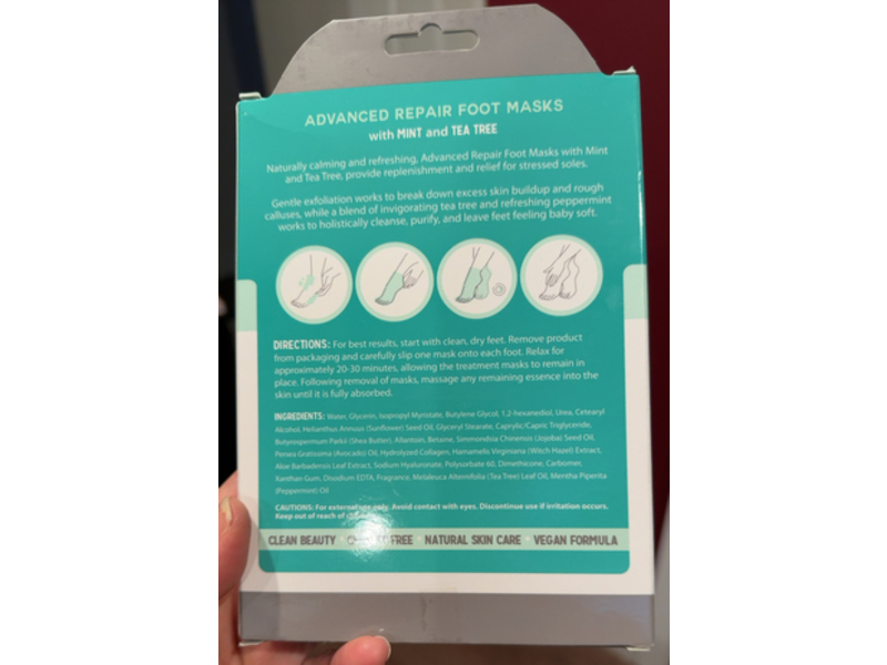 Repair Beauty Advanced Repair Foot Masks, Mint & Tea Tree, 2.54 oz/72 g, 3 Pairs