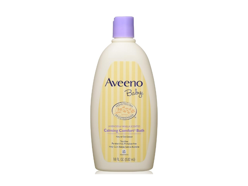 Aveeno Baby Calming Comfort Bath, Natural Oat Extract + lavender Scent, 18 fl oz/532 mL, Pack Of 2