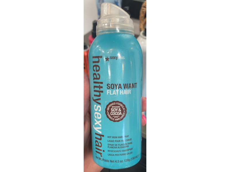 Sexy Hair Healthy Soya Want Flat Hair Hot Iron Hairspray, Soy & Cocoa, 4.5 oz/150 mL
