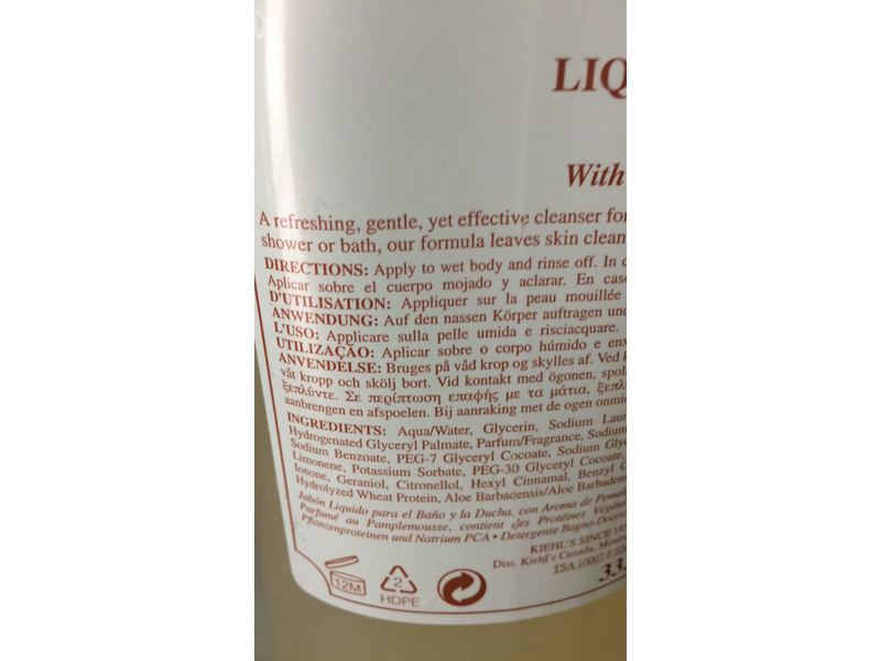 Kiehl's Bath & Shower Liquid Body Cleanser, Grapefruit, 33.8 fl oz/1L