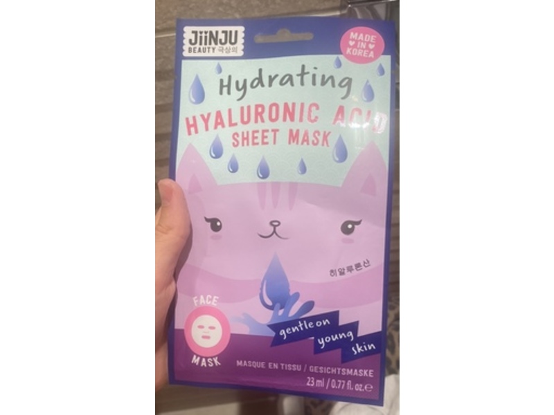 Jiinju Beauty Hydrating Sheet Face Mask, Hyaluronic Acid, 0.77 fl oz/23 mL