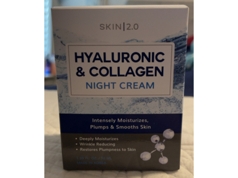 Skin 2.0 Night Cream, Hyaluronic Acid & Collagen, 1.69 fl oz/50 mL