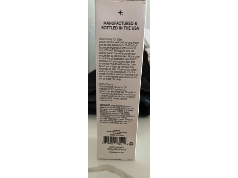 Sparoom All Natural Teeth Whitening Pulling Oil, Fresh Mint, 8 fl oz/237 mL