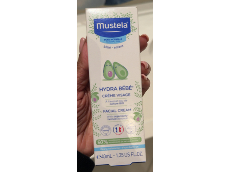 Mustela Hydra Bebe Face Cream, Organically Fermented Avocado, 1.35 fl oz/40 mL