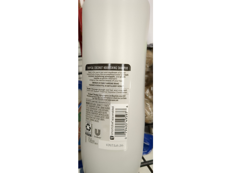 Suave Nourishing Shampoo, Tropical Coconut, 22.5 fl oz/665 mL