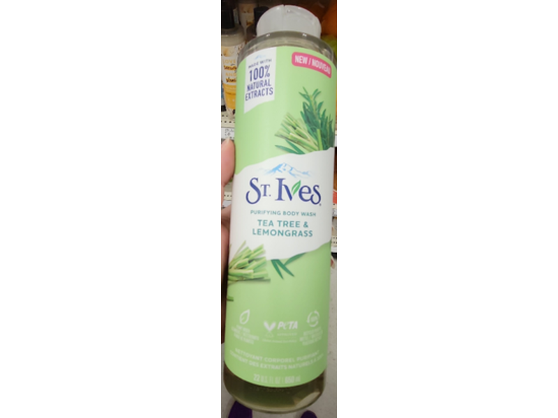 St. Ives Purifying Body Wash, Tea tree, Lemongrass, 22 fl oz/650 mL
