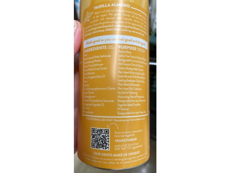 Pacha Soap Co Soothing Body Wash, Vanilla Almond,16 fl oz/473 mL