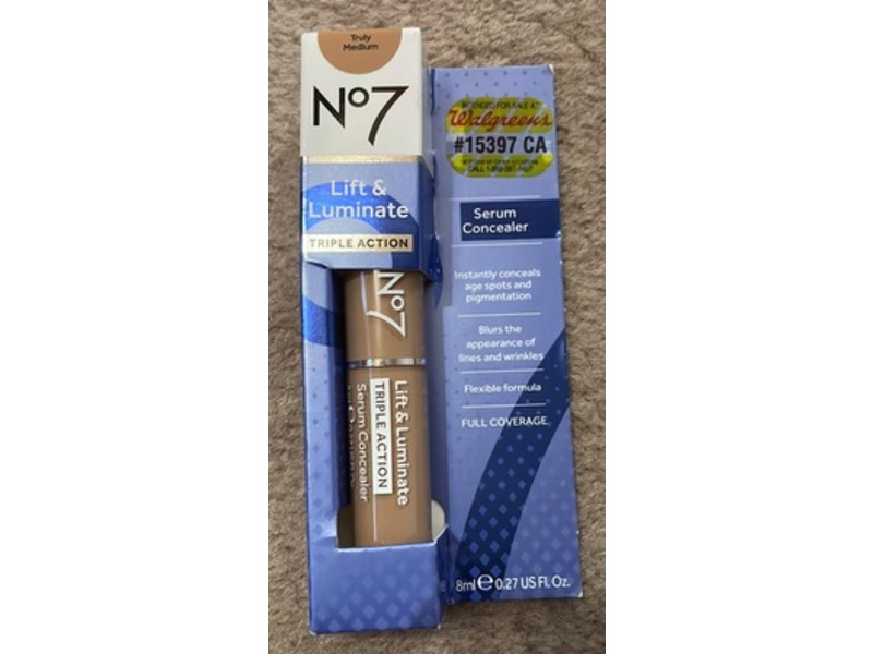 No7 Lift & Luminate Triple Action Serum Concealer, Truly Medium, 0.27 fl oz/8 mL