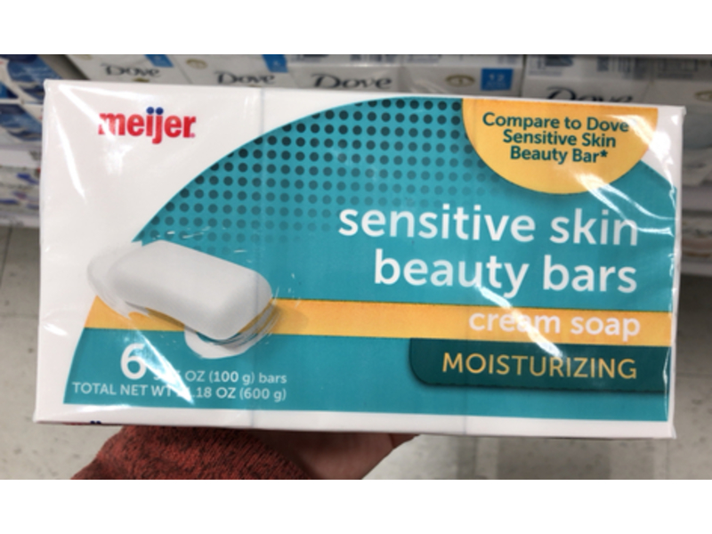 Meijer Sensitive Skin Moisturizing Cream Bar Soap, 21.18 oz/600 g, 6 Count