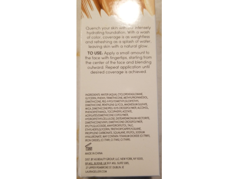 Laura Geller Hydrating Foundation, Quench-N-Tint, Light, 1.76 oz