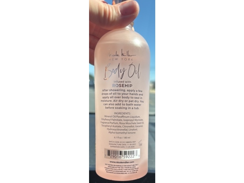 Nicole Miller Body Oil, Rosehip, 6 fl oz/180 mL
