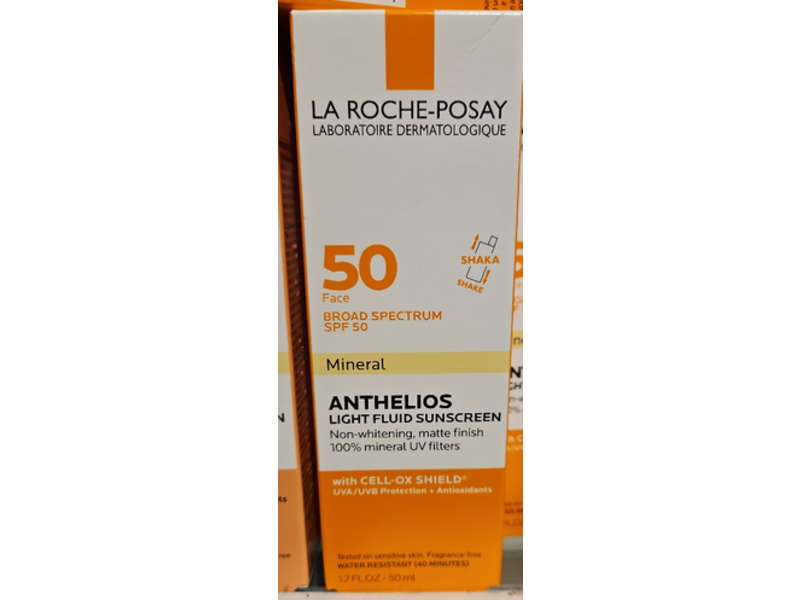 La Roche-Posay Anthelios Light Fluid Mineral Face Sunscreen, SPF 50, 1.7 fl oz/50 mL