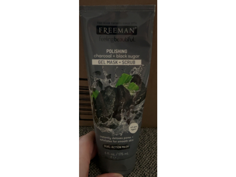 Freeman Feeling Beautiful Facial Polishing Gel Mask, Charcoal + Black Sugar, 6 fl oz/175 mL, Pack of 8