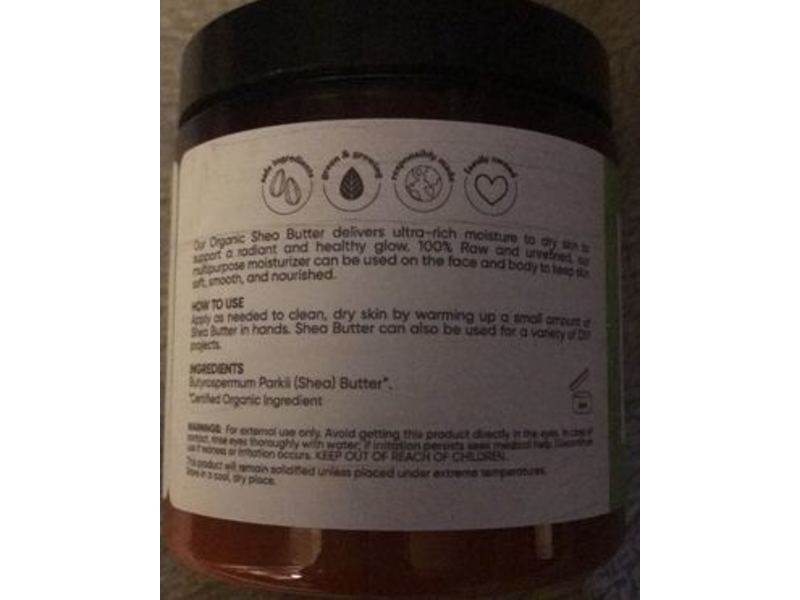 Sky Organics Organic Shea Butter, 8 oz/227 g