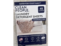 Clean People Laundry Detergent Sheets, Fragrance Free, 48 Loads, 2.54 oz/72 g, 24 Sheets - thumbnail 2