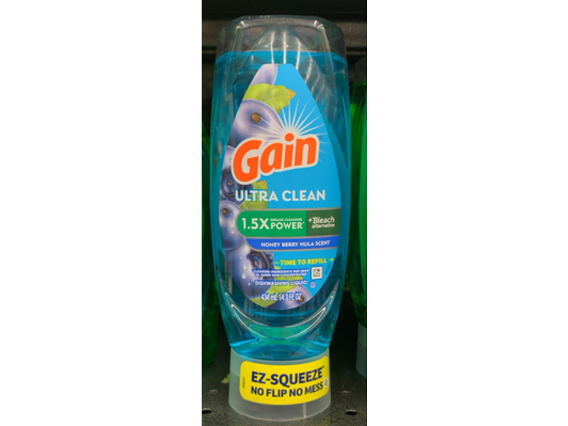 Gain Ultra Clean Dishwashing Liquid, Honey Berry Hula Scent, 14.7 fl oz/434 mL