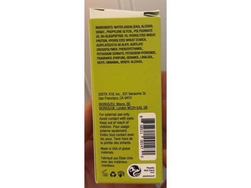 K18 Biomimetic Hairscience Professional Molecular Repair Hair Mist, 1 fl oz/30 mL
