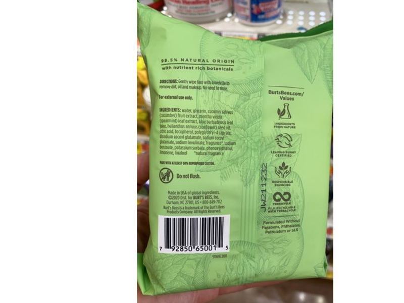 Burt's Bees Refreshing Facial Towelettes, Cucumber & Mint, 36 Ct