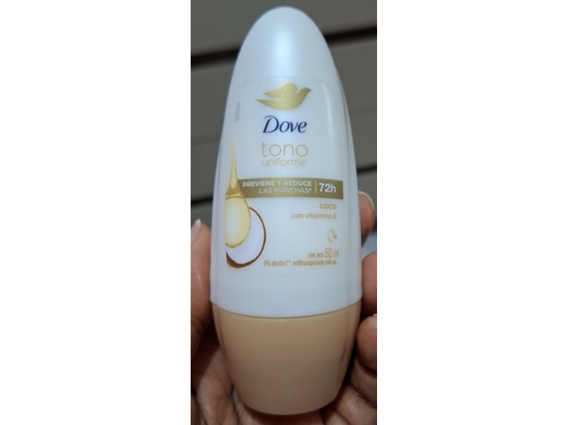 Dove Clear Tone Antiperspirant Roll On Deodorant, Coconut, 50 mL
