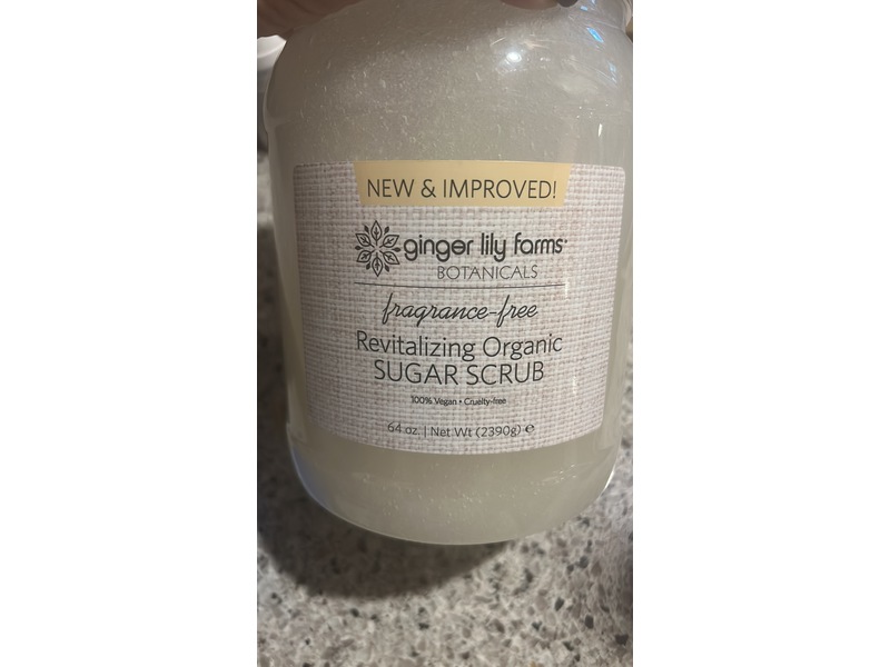 Ginger Lily Farms Botanicals Revitalizing Organic Sugar Scrub, Fragrance-Free, 64 oz/2390 g