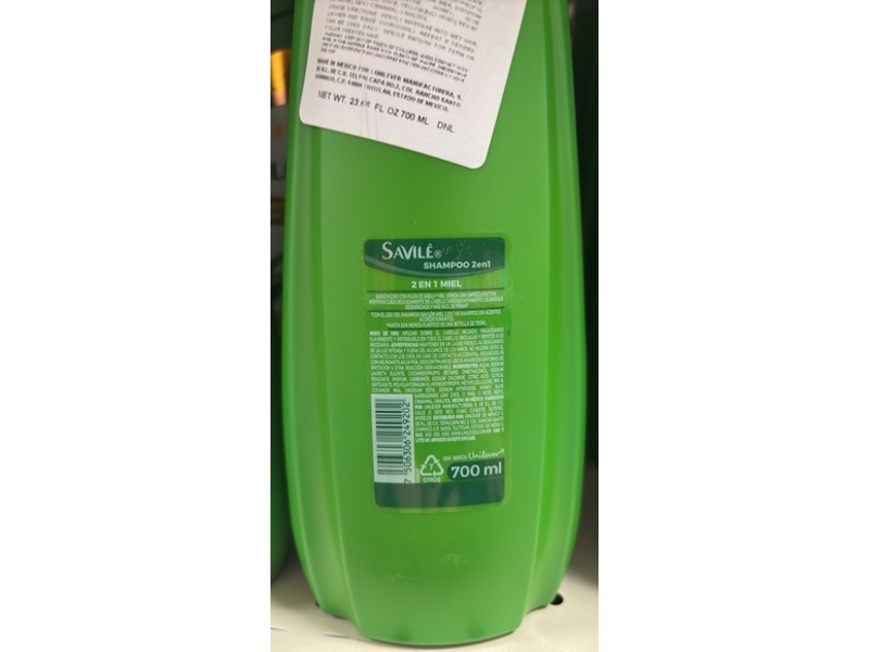 Savile 2-In-1 Shampoo, Honey + Aloe Vera, 23.66 fl oz/700 mL
