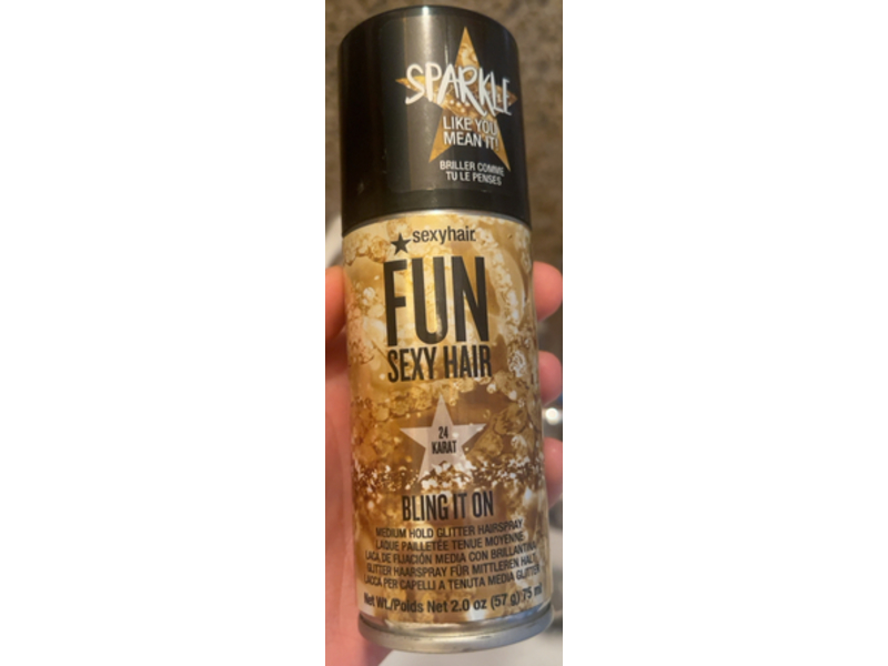 Sexy Hair Fun Medium Hold Glitter Hairspray, 24 Karat Bling It On, 2.0 oz/75 mL