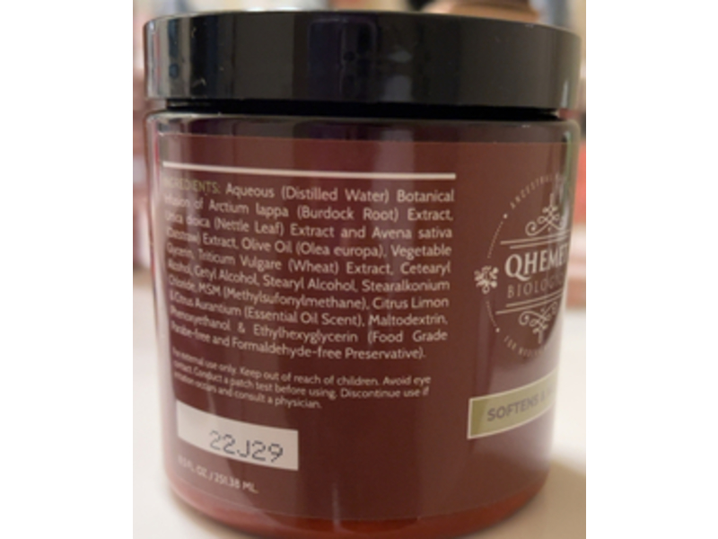 Qhemet Biologics Burdock Root Butter Cream, Olive Oil, 8.5 fl oz/251.38 mL