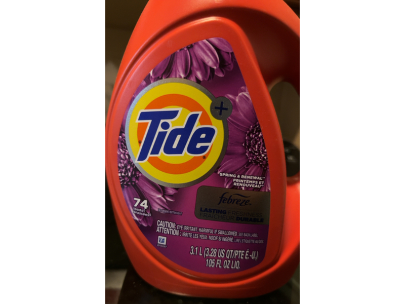 Tide + Febreze Liquid Laundry Detergent, Spring & Renewal, 74 Loads, 105 fl oz/3.1 L