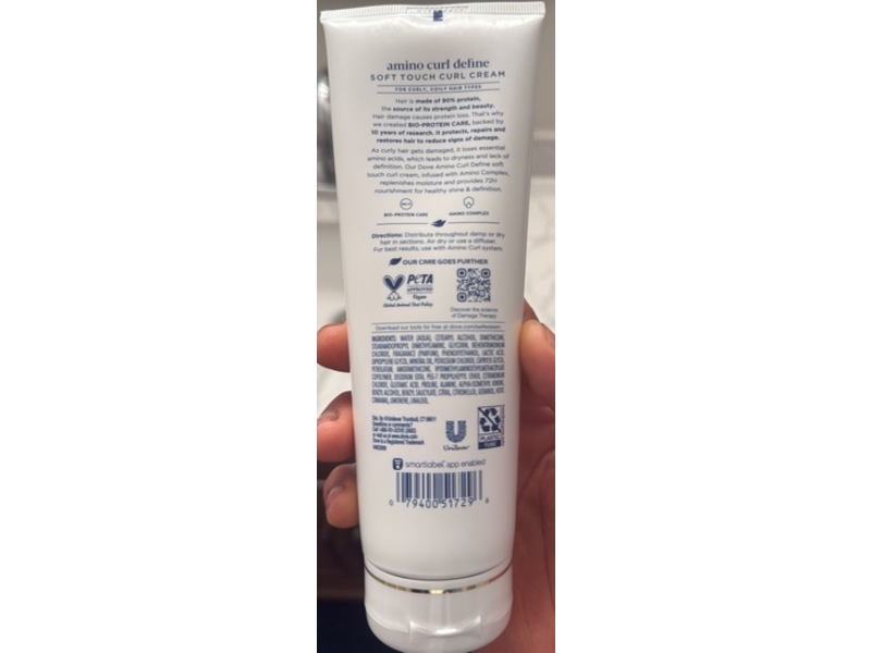 Dove Damage Therapy Amino Curl Define Soft Touch Curl Cream, 8 fl oz/236 mL