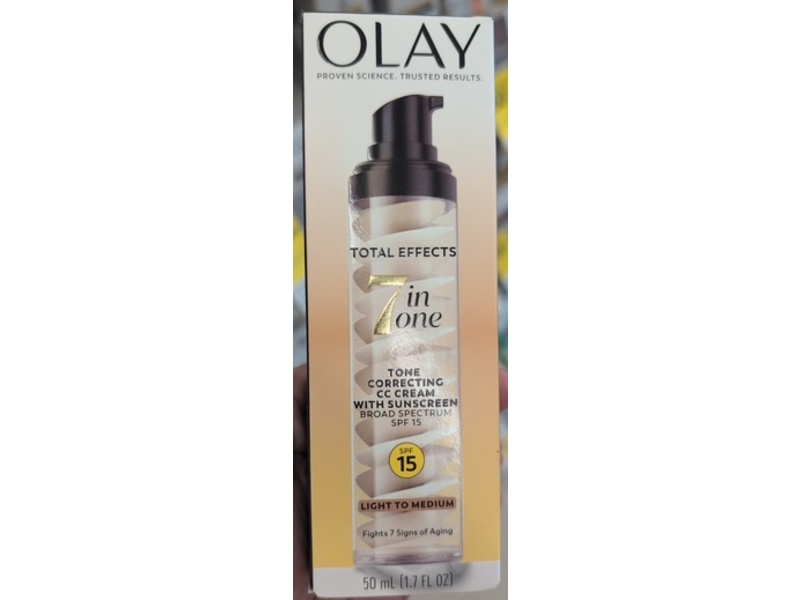 Olay 7 In One Tone Correcting CC Cream With Sunscreen, SPF 15, Light To Medium, 1.7 fl oz/50 mL