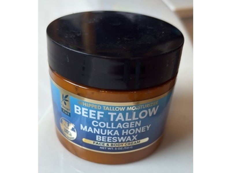 Okaga Whipped Tallow Moisturizer Face & Body Cream, Beef Tallow + Collagen + Manuka Honey + Beeswax, 5 oz/141 g