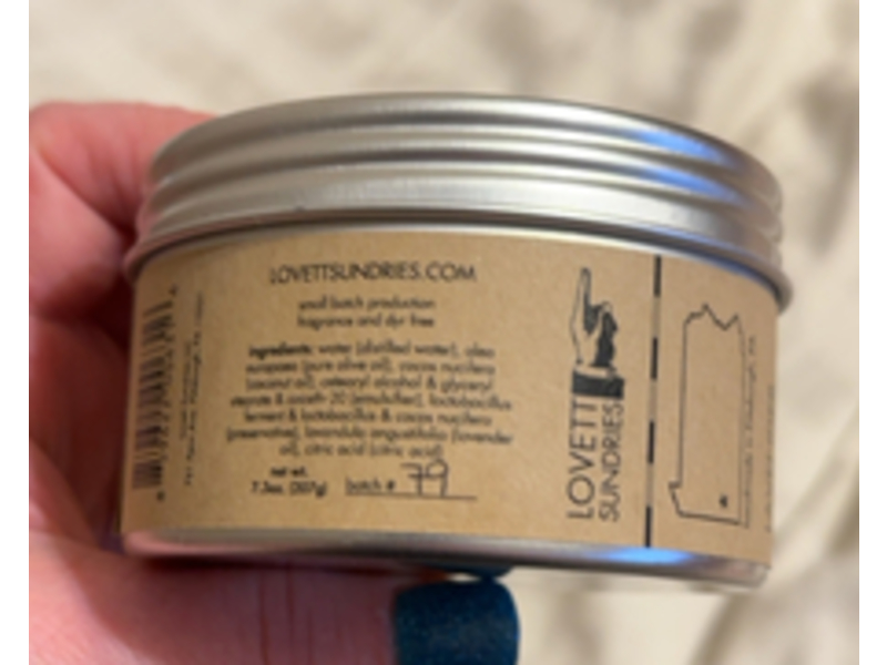 Lovett Sundries Hand & Body Cream, Lavender, 7.3 oz/207 g