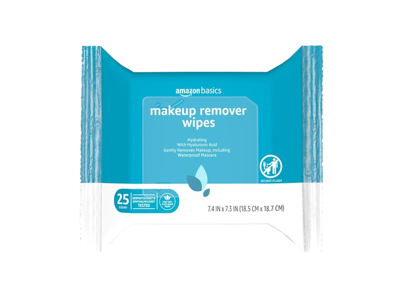 Amazon Basics Makeup Remover Wipes, Hydrating, 25 Count