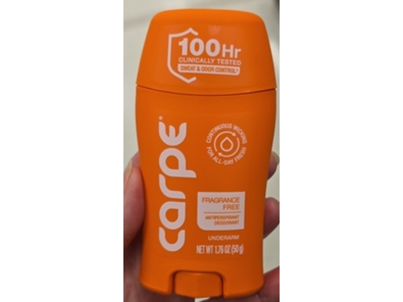 Carpe Underarm Antiperspirant Deodorant, Fragrance Free, 1.76 oz/50 g