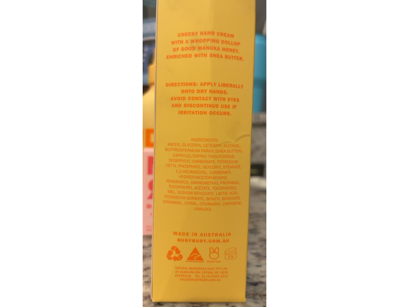Nudy Rudy Hunny Bunny Hand Cream, Manuka Honey & Shea Butter, 3.4 fl oz/100 mL