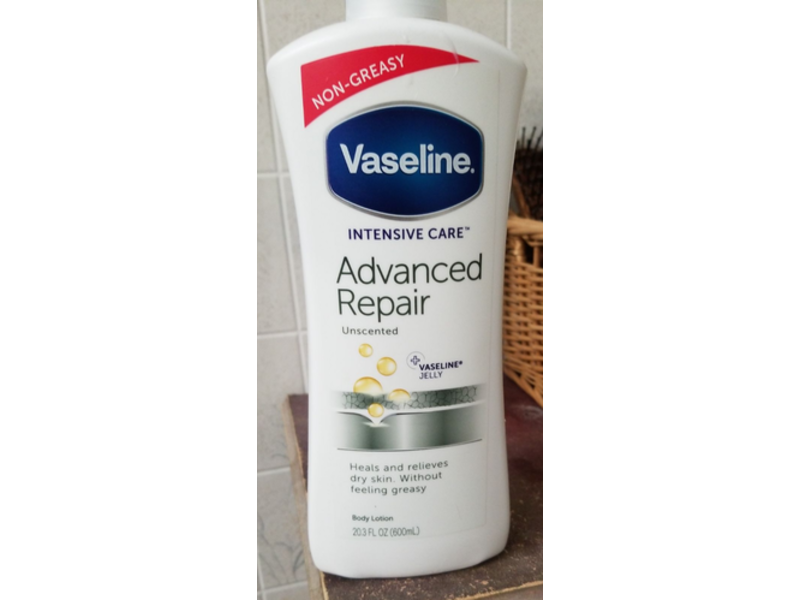 Vaseline Advanced Repair Body Lotion, Intensive Care, Unscented, 20.3 fl oz/600 mL