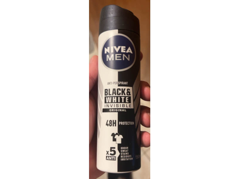 Nivea Men Black & White Invisible Anti-Perspirant Spray, Original, 150 mL