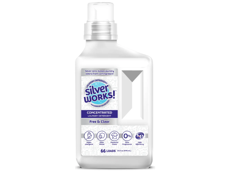 SilverWorks! Concentrated Laundry Detergent, Free & Clear, 66 Loads, 33 fl oz/976 mL