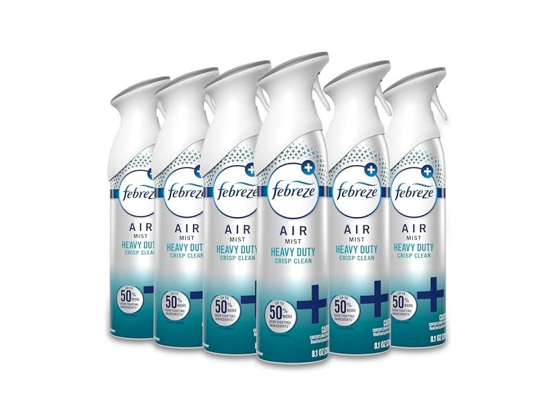 Febreze Heavy Duty Crisp Clean Air Mist, 8.1 oz/230 g, Pack Of 6